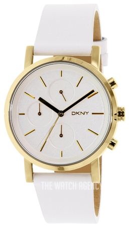 dkny white leather watch