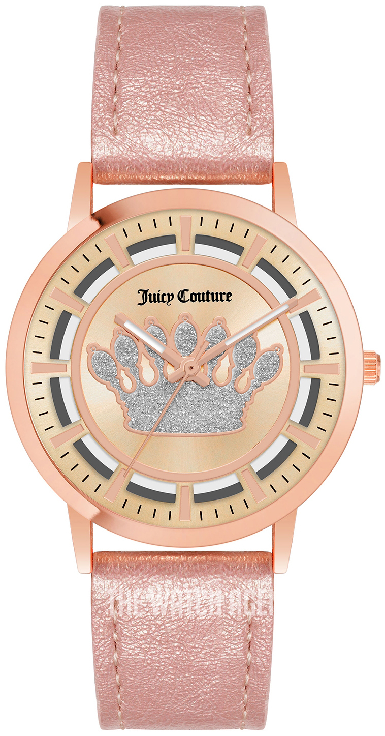 Juicy Couture Crystal Crown Rose Gold Toned watch Pink Bezel 