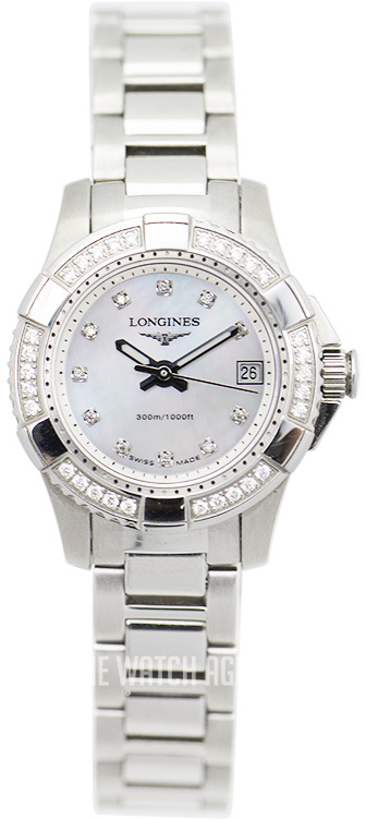 HydroConquest Ladies White Steel 25 mm ref. L3.147.0.87.6