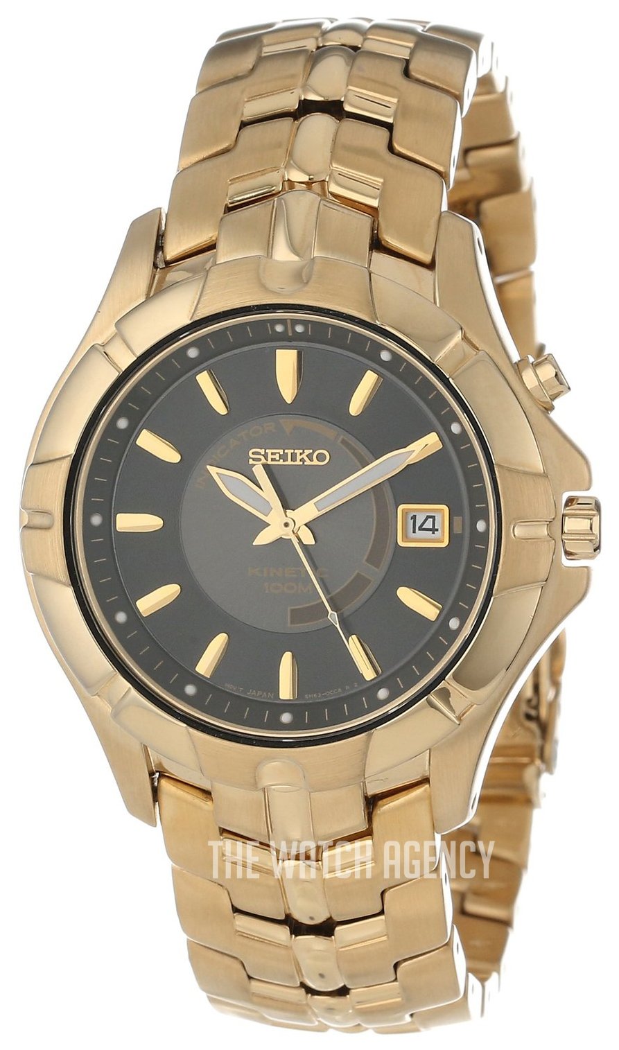 Seiko kinetic hot sale gold mens watch