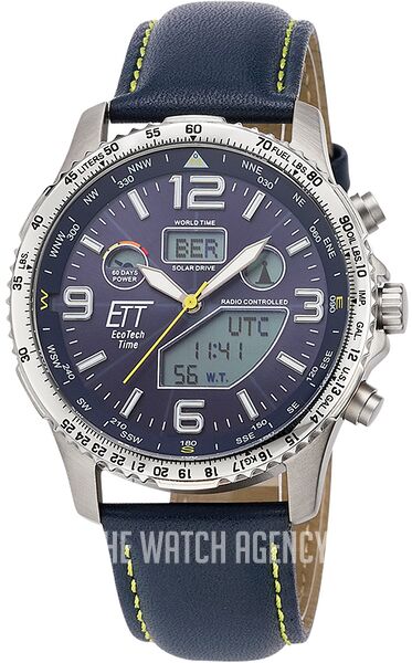 ETT Eco Tech Time Orologio Analogico-digitale Atacama, 40 Mm, 5 ATM, Solar Powered E Radio Controlled, Unisex