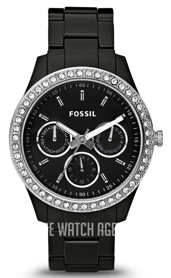 Fossil Stella Multifunction Glitz Watch Womens Black Resin ES-2157 Fossil Women main image 4