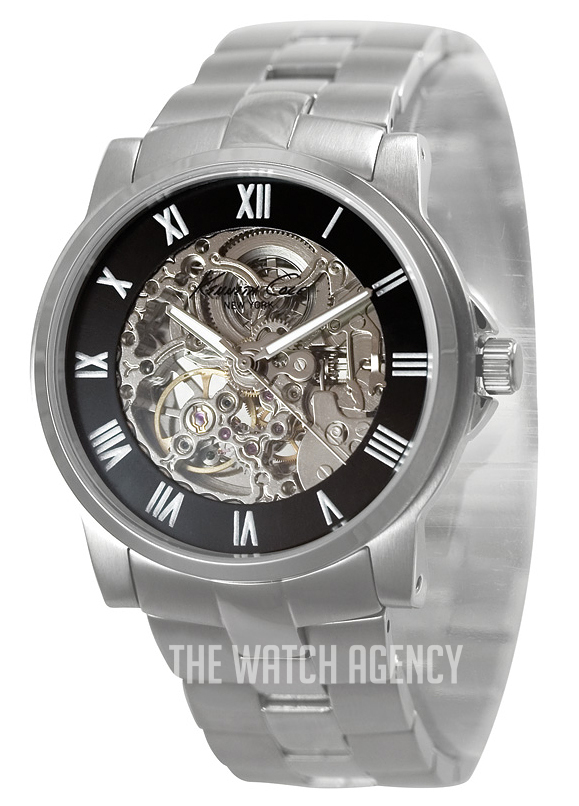 【美品】KENNETH COLE Automatic Grey KENNETH COLE Automatic Grey Dial Leather Strap Watch for Men