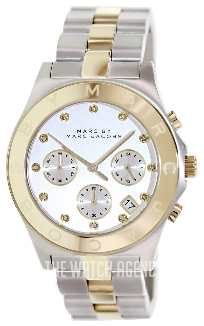 Marc Jacobs Chronograph Silver/Gold Watch Marc Jacobs Peeker Chronograph Silver Two Tone Steel Strap  main image 4